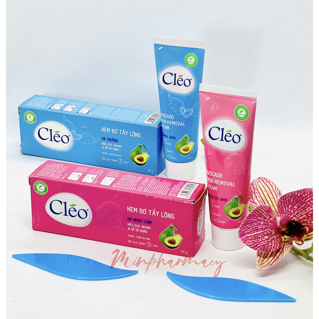 Kem Bơ Tẩy Lông CLEO Xanh cho Da thường, sạch lông trong 5 phút Tuýp 50g - Minpharmacy