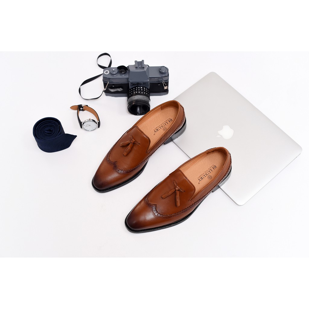 GIÀY TÂY DA BÒ ĐẾ PHÍP 057 VÀNG BÒ