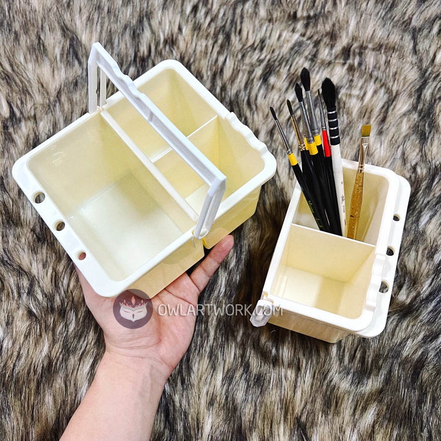 [CÚ TUYẾT] Xô Rửa Cọ 3 Ngăn, Khay Vỉ Pha Màu Cao Cấp Tổng Hợp Các Loại