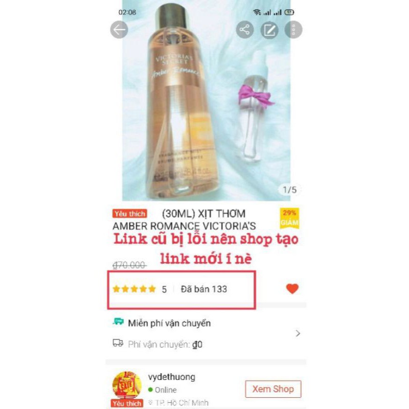 XỊT THƠM AMBER ROMANCE VICTORIA'S SECRET