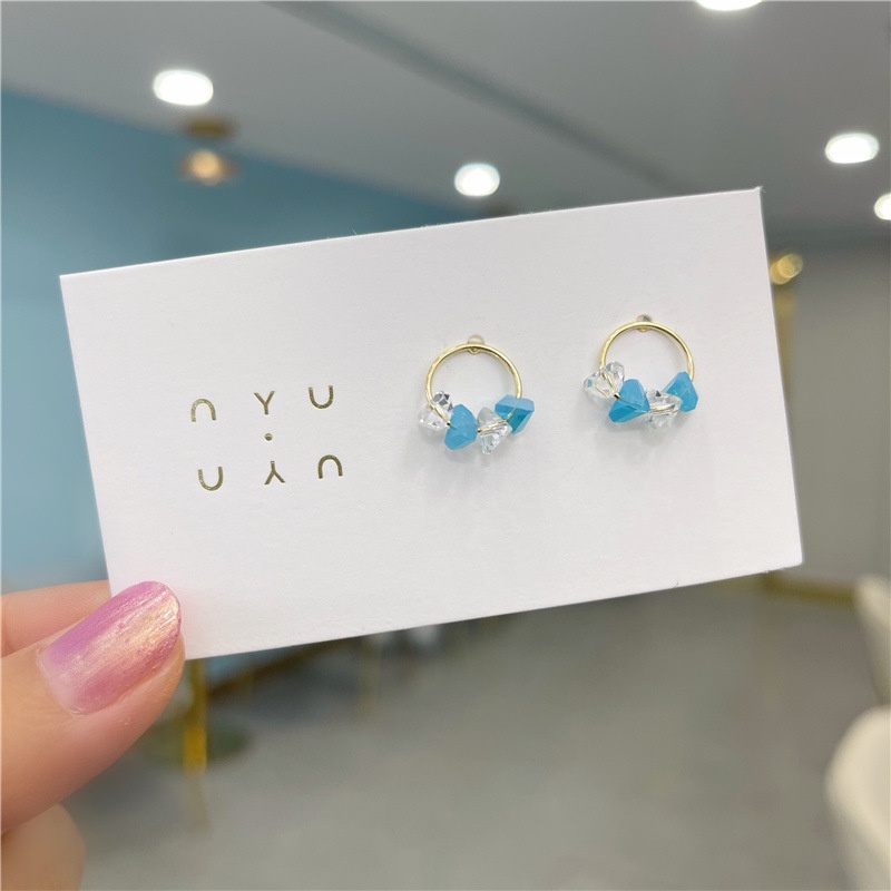 Đôi Bông Tai Chốt Xỏ Bạc 925 Đính Đá Pha Lê Phong Cách Nhật Hàn Đơn Giản Thời Trang Cho Nữ