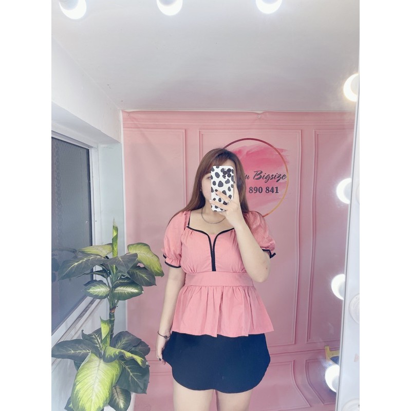 Áo peplum cổ v  bigsize 𝐹𝑈𝐿𝐿 𝑆𝐼𝑍𝐸 𝐿𝑋𝐿𝑋𝑋𝐿( kèm hình thật sản phẩm )