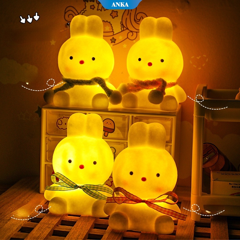 Con thỏ nhỏ dễ thương đèn ngủ cô gái dễ thương net màu đỏ trang trí phòng ngủ ánh sáng bầu không khí ánh sáng sinh viên ký túc xá chiếu sáng cạnh giường ngủ