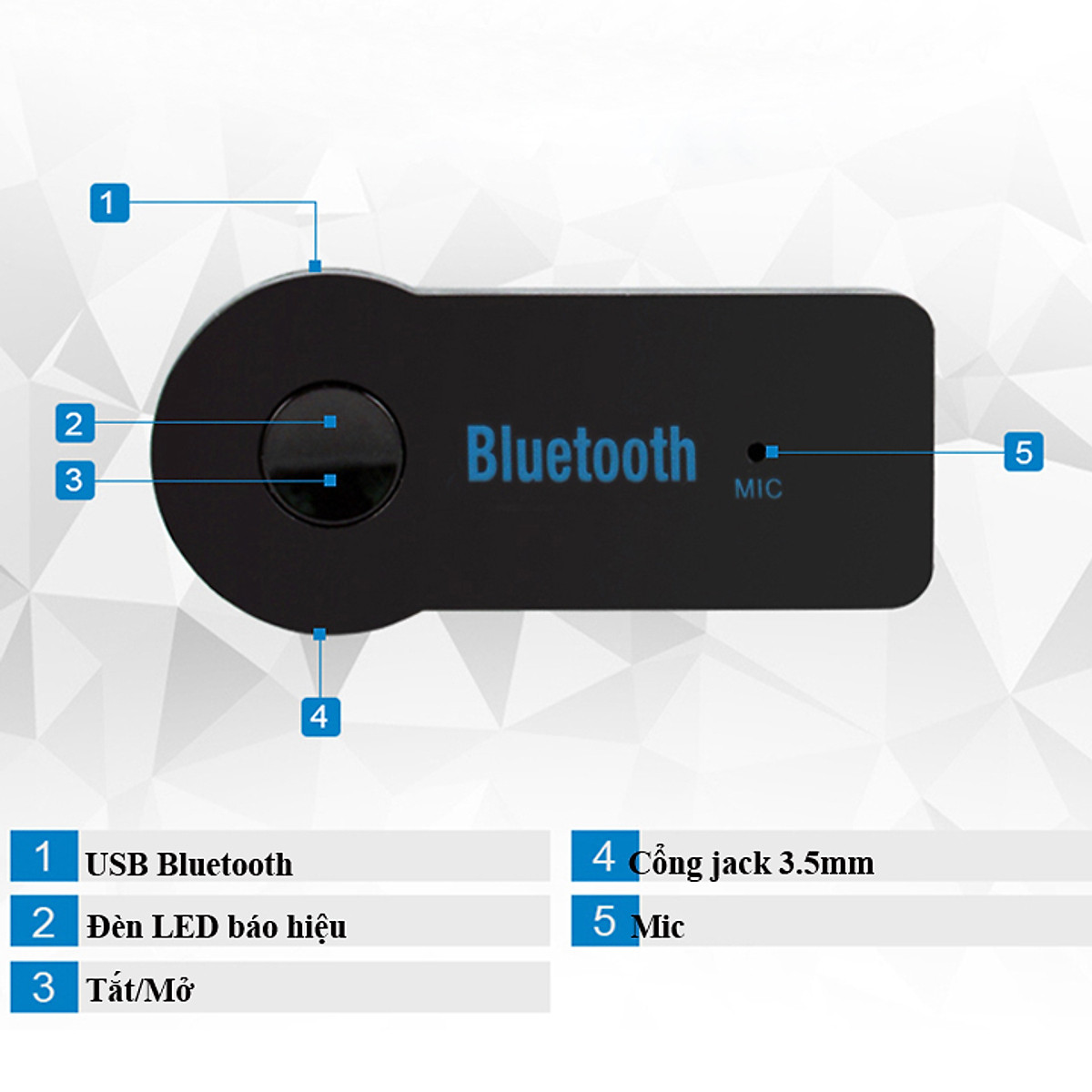 USB BTR 302 bluetooth music cho xe hơi biến loa thường thành loa bluetooth BTR 302