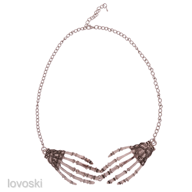 Dây chuyền choker hình xương bàn tay phong cách gothic