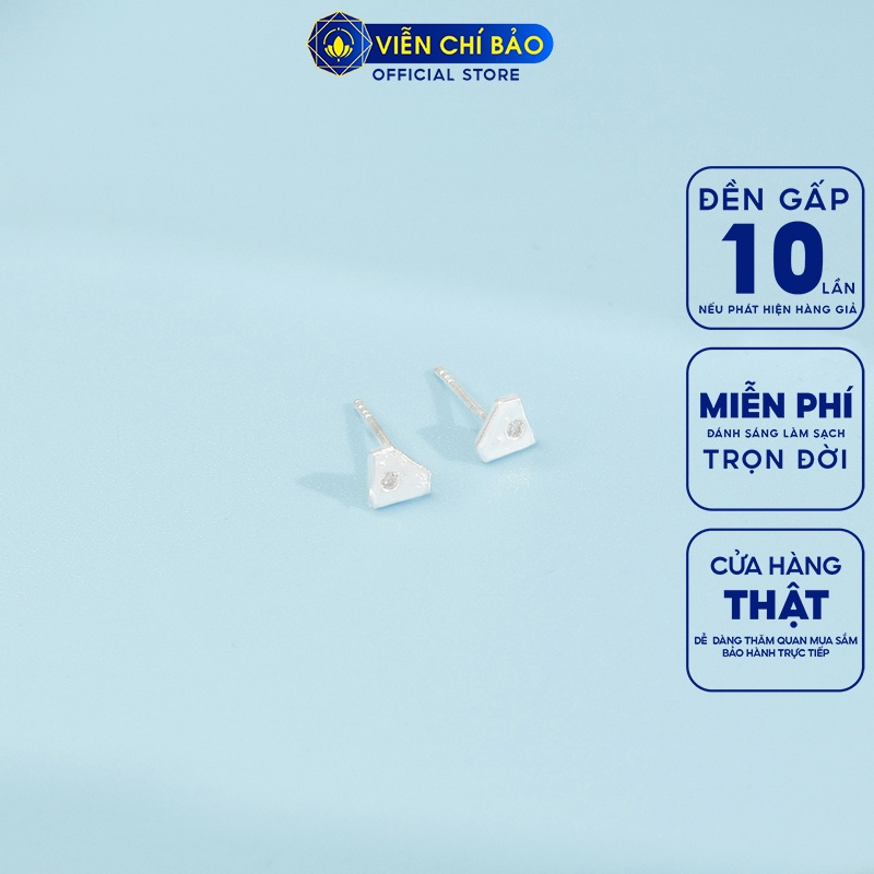 Bông tai kim cương chất liệu bạc 925 thời trang phụ kiện trang sức nữ Viễn Chí Bảo E056