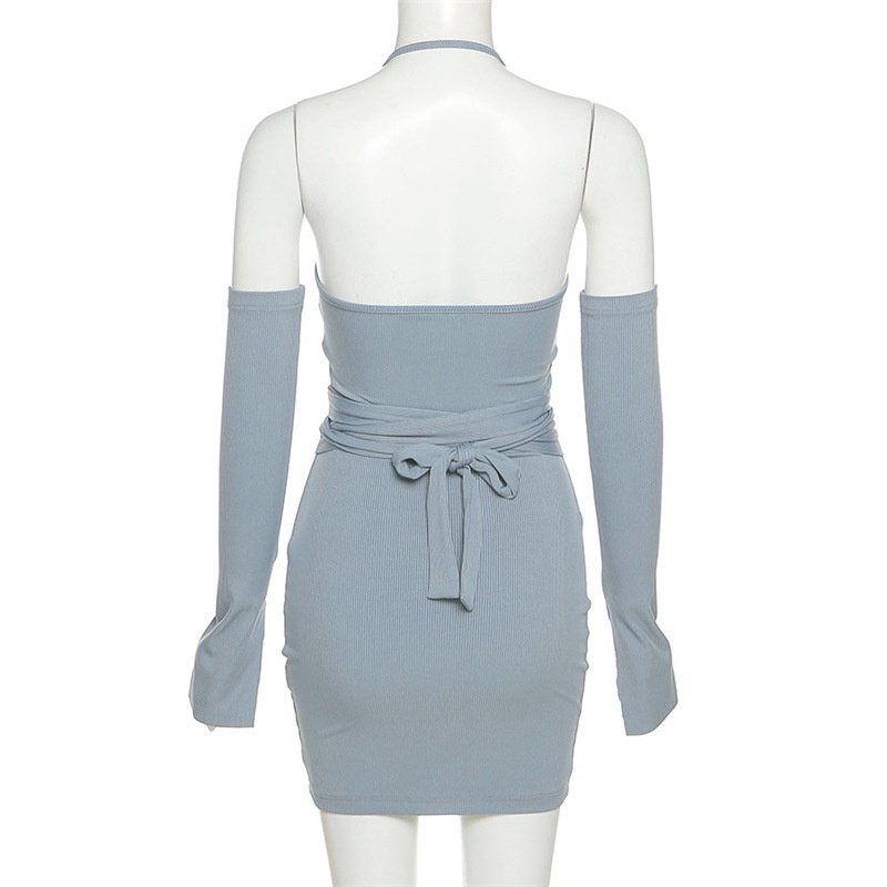 DUNEA Đầm hai dây ôm dáng kèm găng tay quyến rũ cho nữ