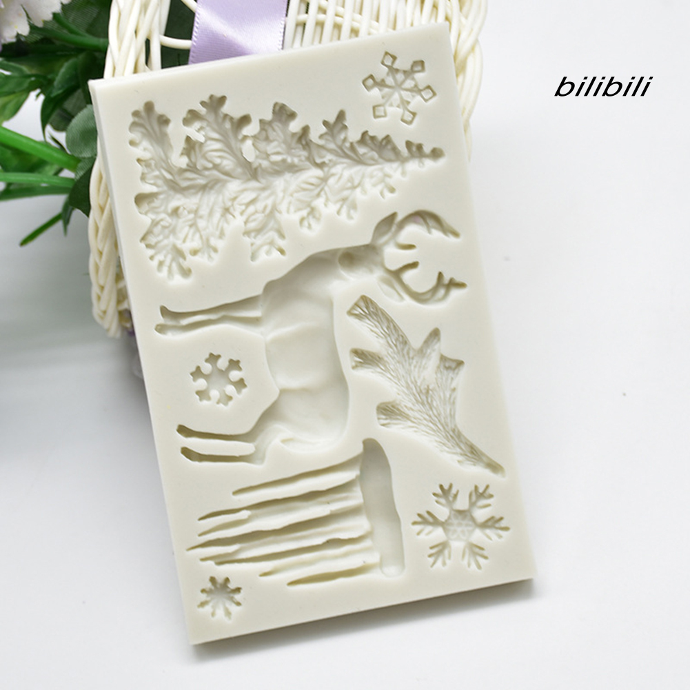 Khuôn làm bánh kẹo bằng silicon hình cây thông/ tuần lộc/ cây thông/ tuần lộc đáng yêu