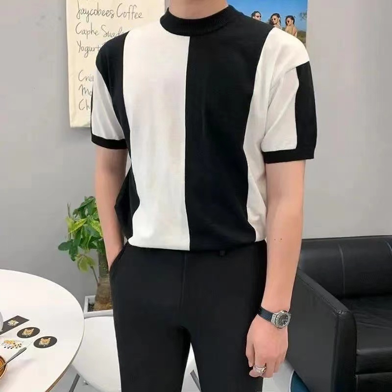 Áo Dệt Kim Mỏng Màu Sắc Tương Phản Thời Trang Mùa Hè Có Size M-3