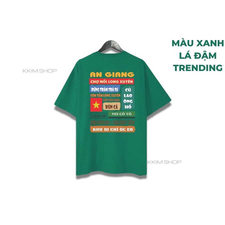 Áo thun tay lỡ AN GIANG, Áo phông 63 tỉnh thành Form rộng oversize, chất liệu Cotton KKIMSHOP