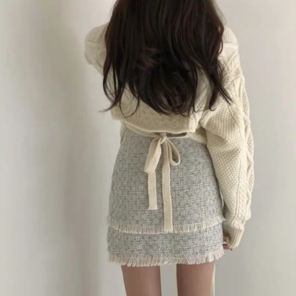 [HÌNH THẬT] Áo len / Sweater thắt nơ sau lưng