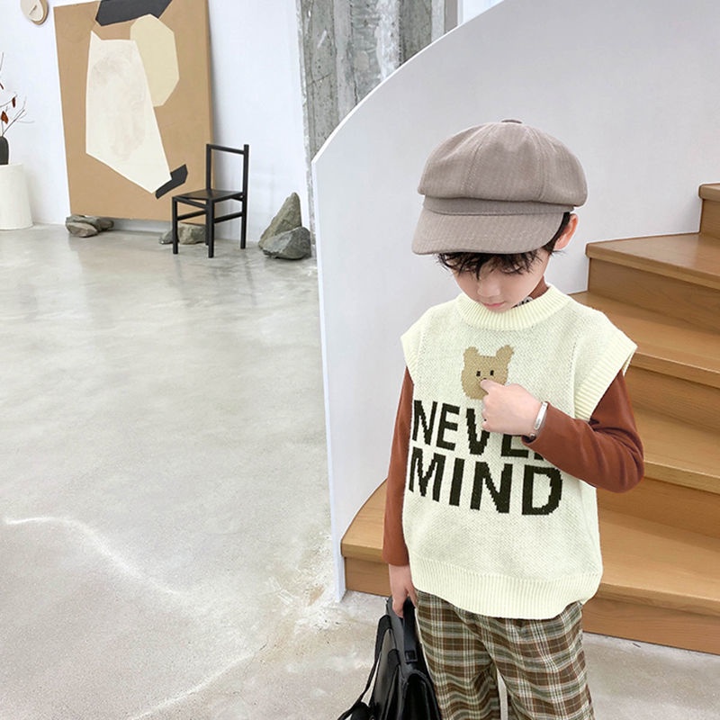 Áo Sweater Dệt Kim Không Tay Phong Cách Thời Trang Xuân Thu 2022 Mới Dành Cho Trẻ Em