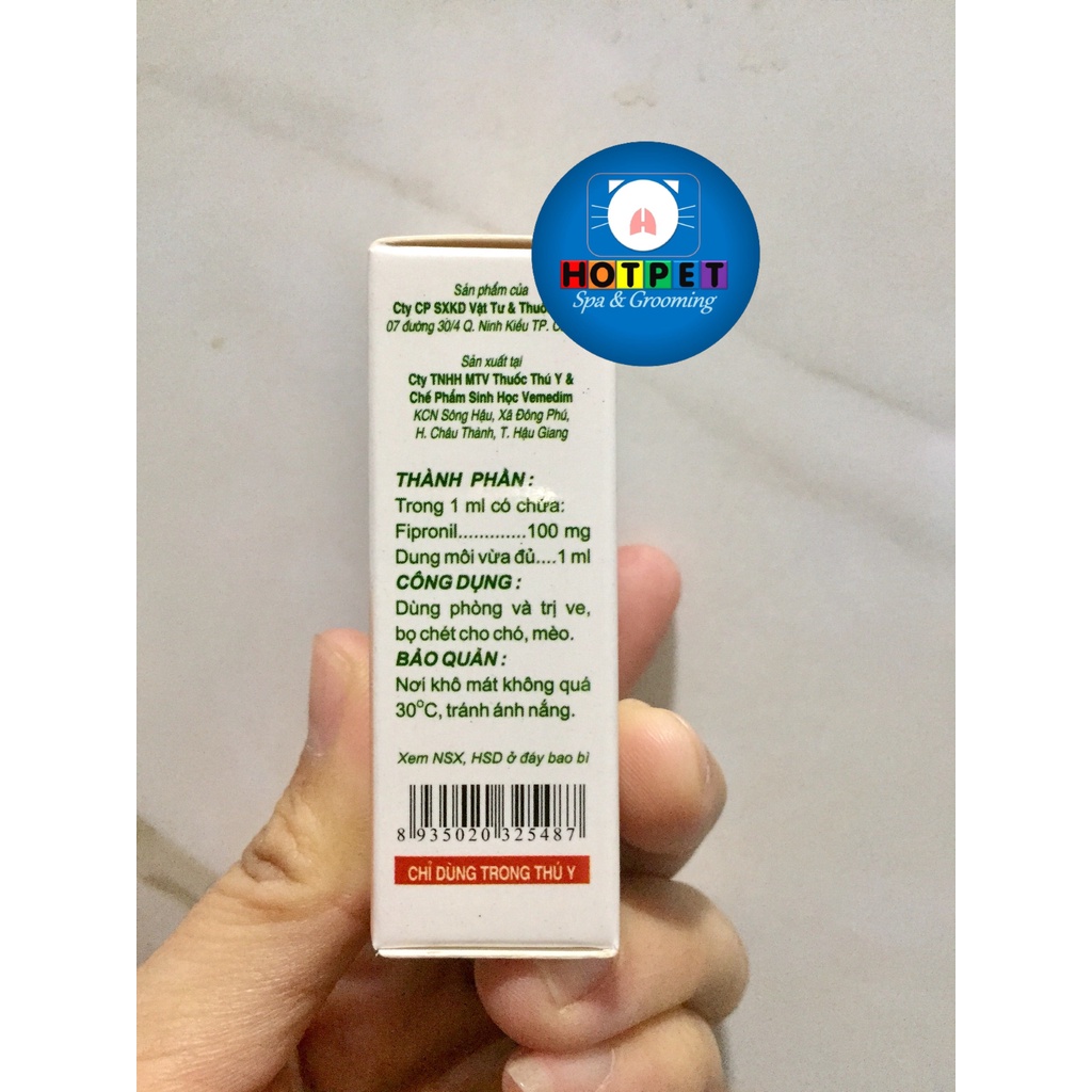 Nhỏ gáy đặc trị ve rận chó FRONIL SPOT ống 5ml