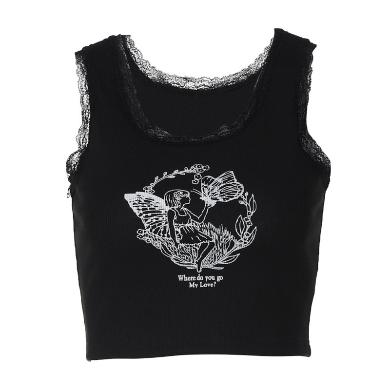 Áo Croptop Dệt Kim Màu Trơn Họa Tiết Bướm Xinh Xắn Cho Nữ