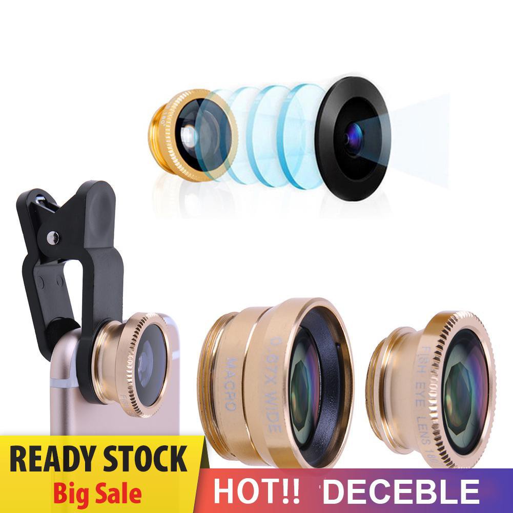 Deceble 3 in 1 Fish Eye+ Wide Angle+ Macro Camera Lens Kit for Phone