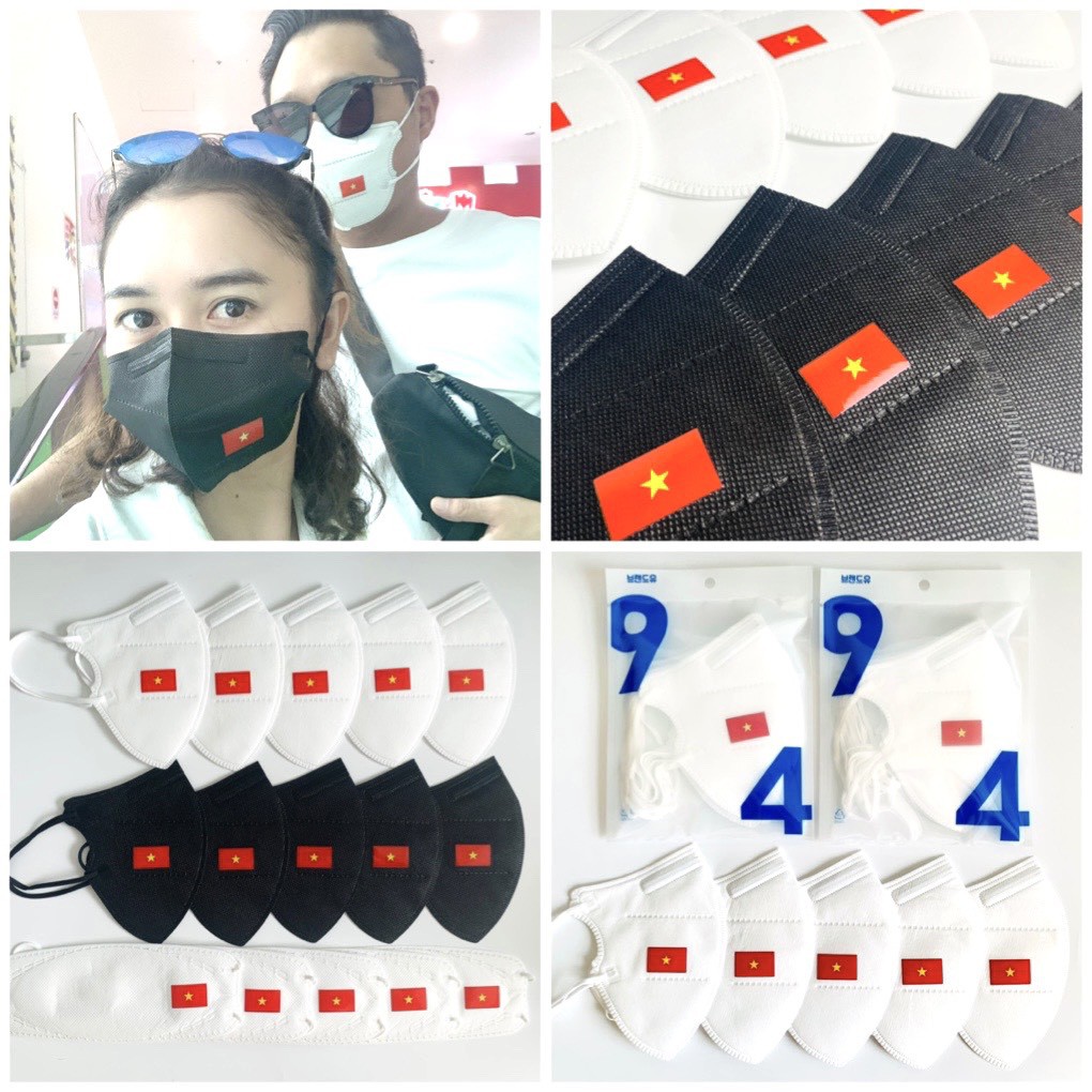 Set 1 túi 5 cái khẩu trang KF94 Hàn Quốc kháng khuẩn in hình cờ đỏ sao vàng Việt Nam