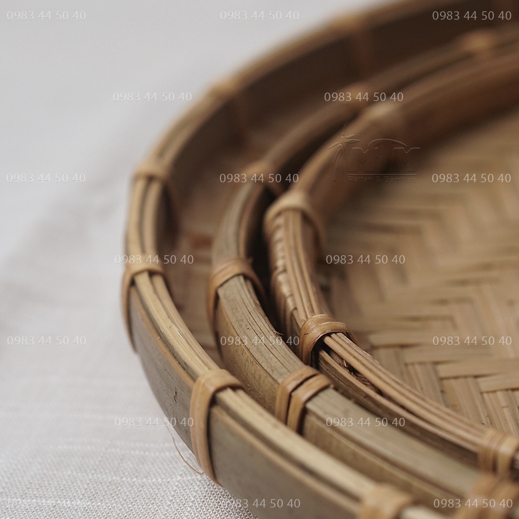 {Giá Sỉ} Đĩa tre l Mẹt tre (Nâu) hun khói, nhúng keo - Trang trí đồ ăn