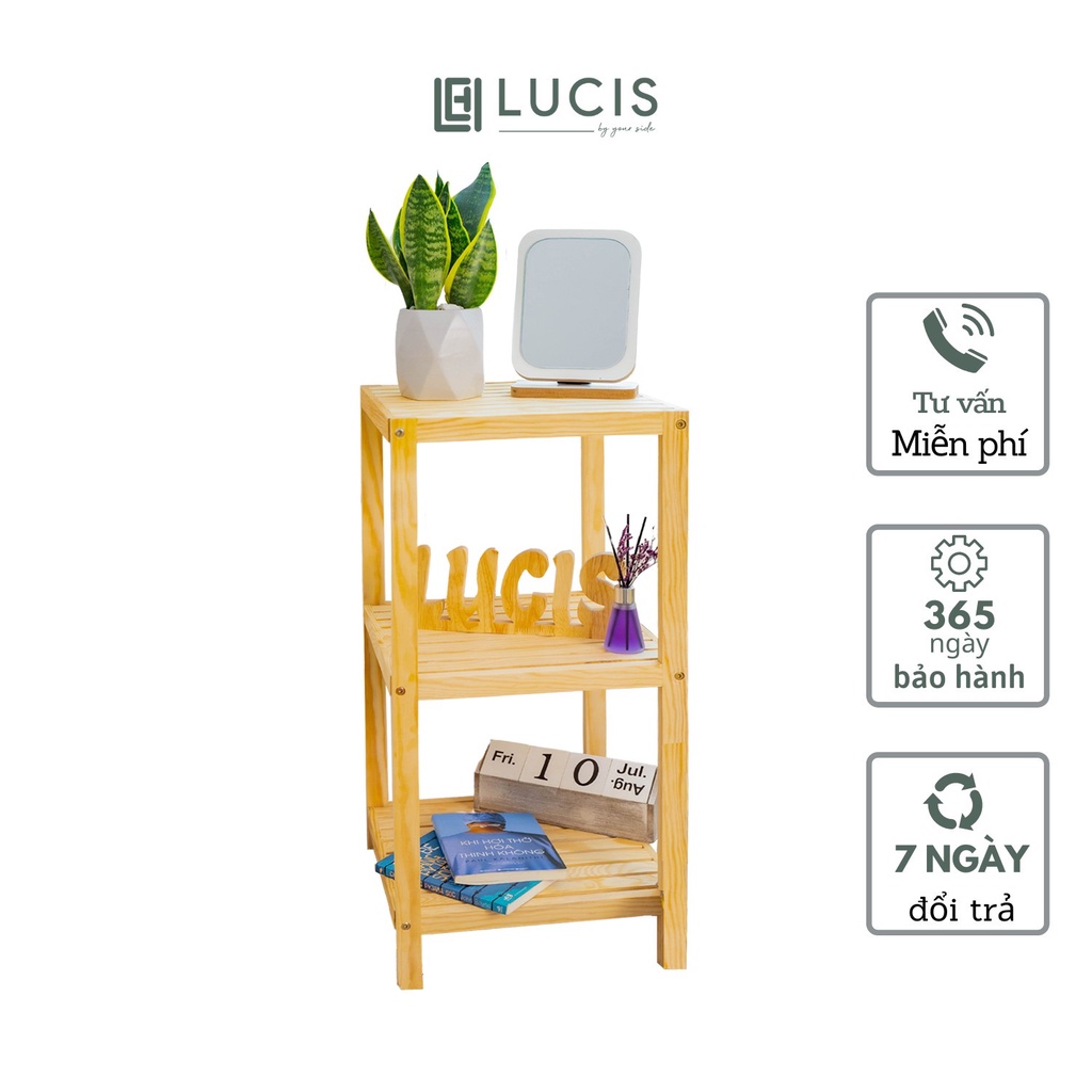 Kệ gỗ vuông để đồ đa năng 3 tầng LUCIS để cây cảnh trang trí phòng khách