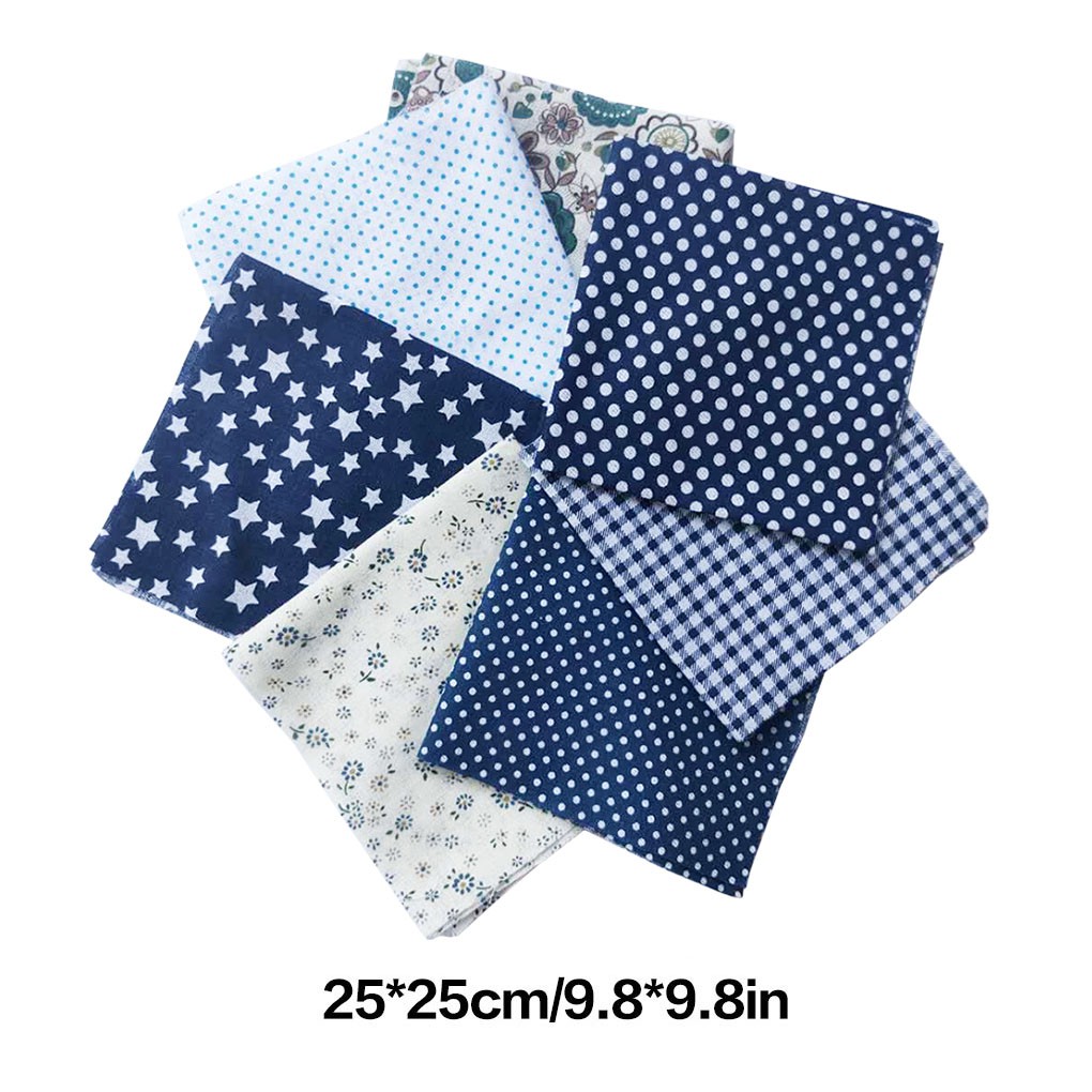 Bộ 7 miếng vải cotton in họa tiết đa dạng dùng cho may vá 25x25cm