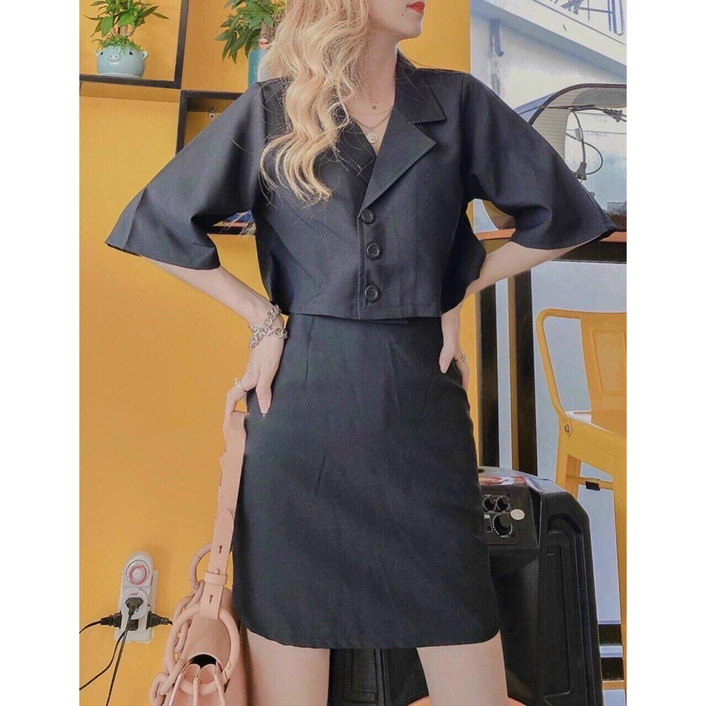 Set Vest Blazer Kèm Chân Váy ( Váy Có Túi ) - Set Vest Blazer Công Sở - Thời Trang Dressery Store