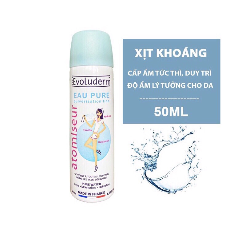 [Chính Hãng][Tiện Lợi] Xịt khoáng Evoluderm cấp ẩm, dịu da (chai mini, nhỏ gọn vừa túi xách)