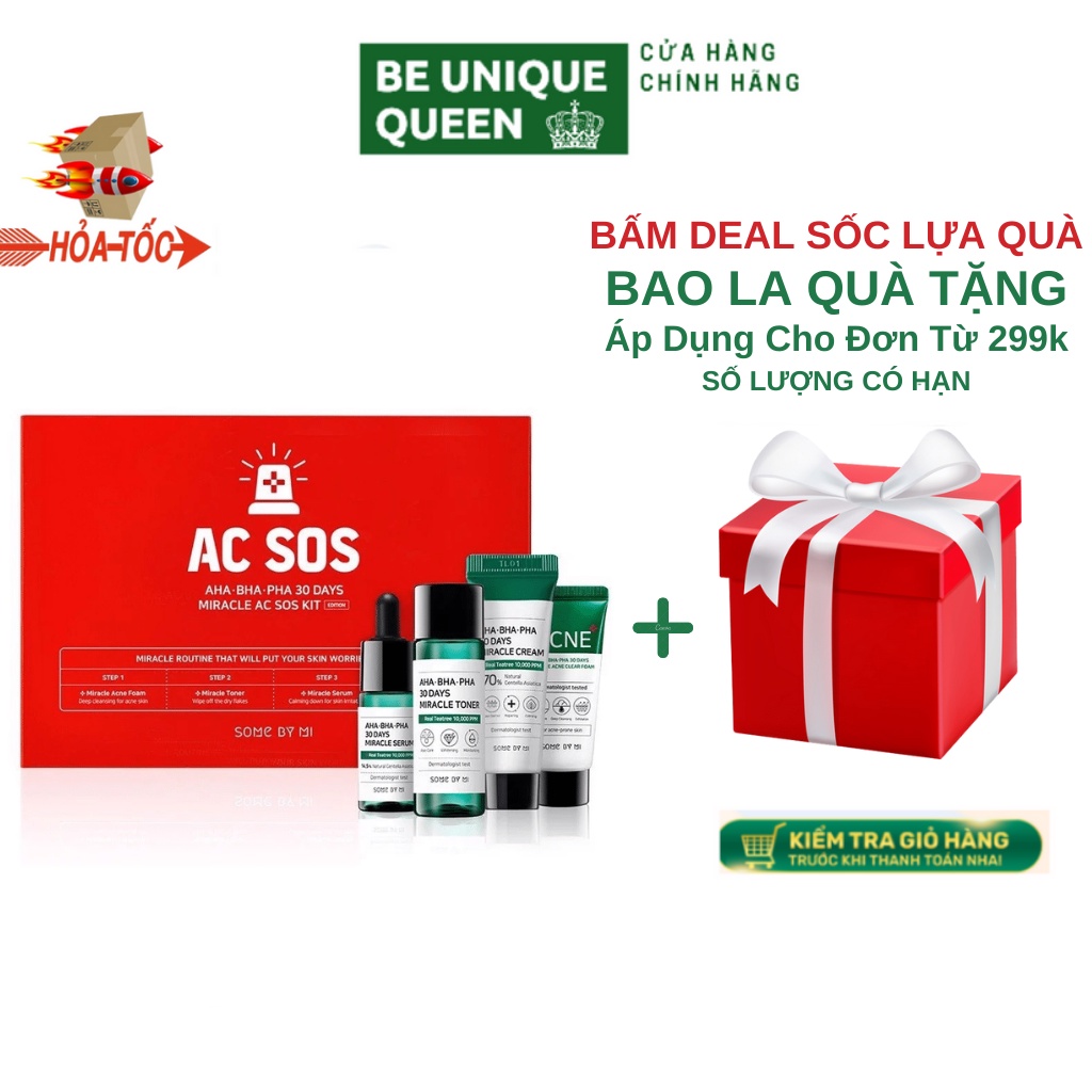 Bộ Kit 4 sản phẩm dưỡng da giảm mụn Some By Mi AHA - BHA - PHA 30 Days Miracle AC SOS Kit