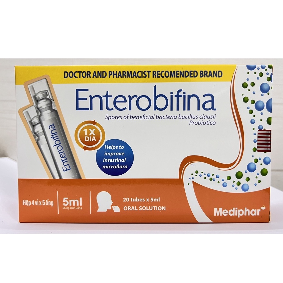 Men ống Enterobifina giúp bé tiêu hóa tốt,ăn ngon hấp thu dinh dưỡng tăng cân cho bé.Hộp 20 ống suckhoechomoinha