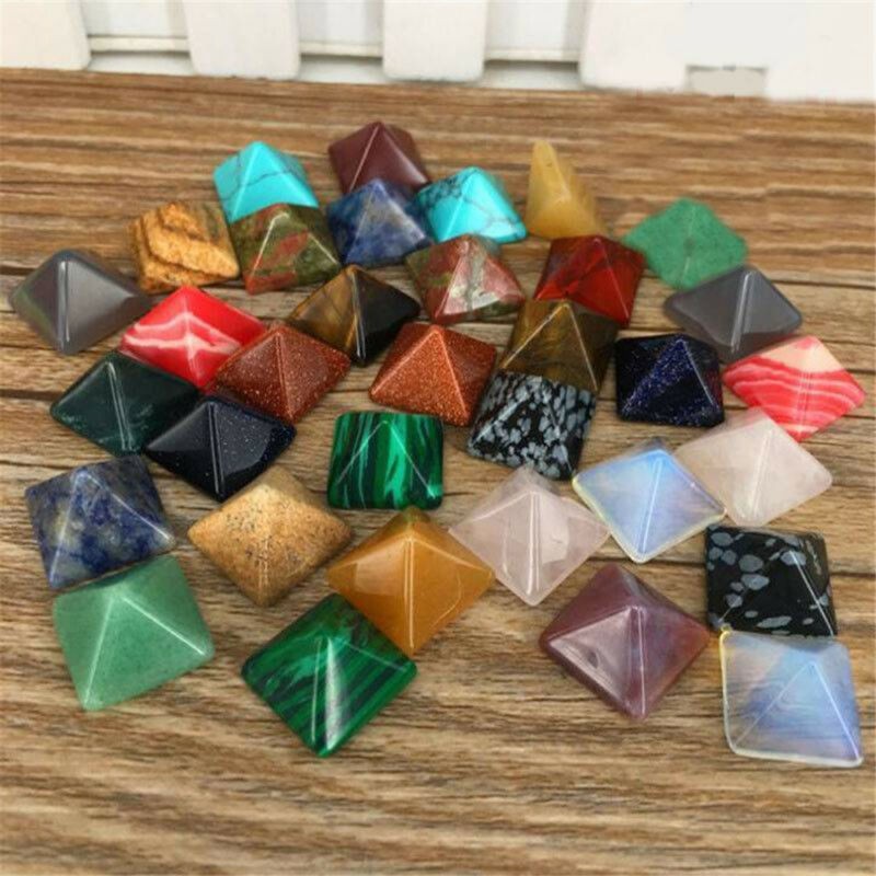 Bộ 7 đá luân xa tinh thể năng lượng chữa bệnh tự nhiên khắc hình kim tự tháp tiện lợi