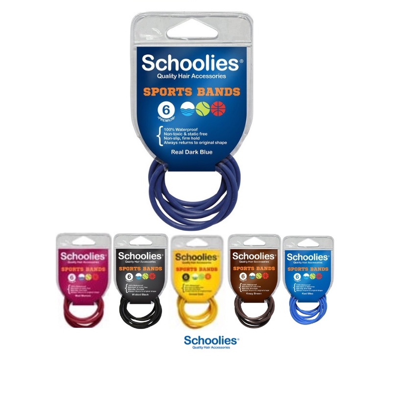 Bộ 6 dây cột tóc cao su dùng bơi lội vận động Schoolies