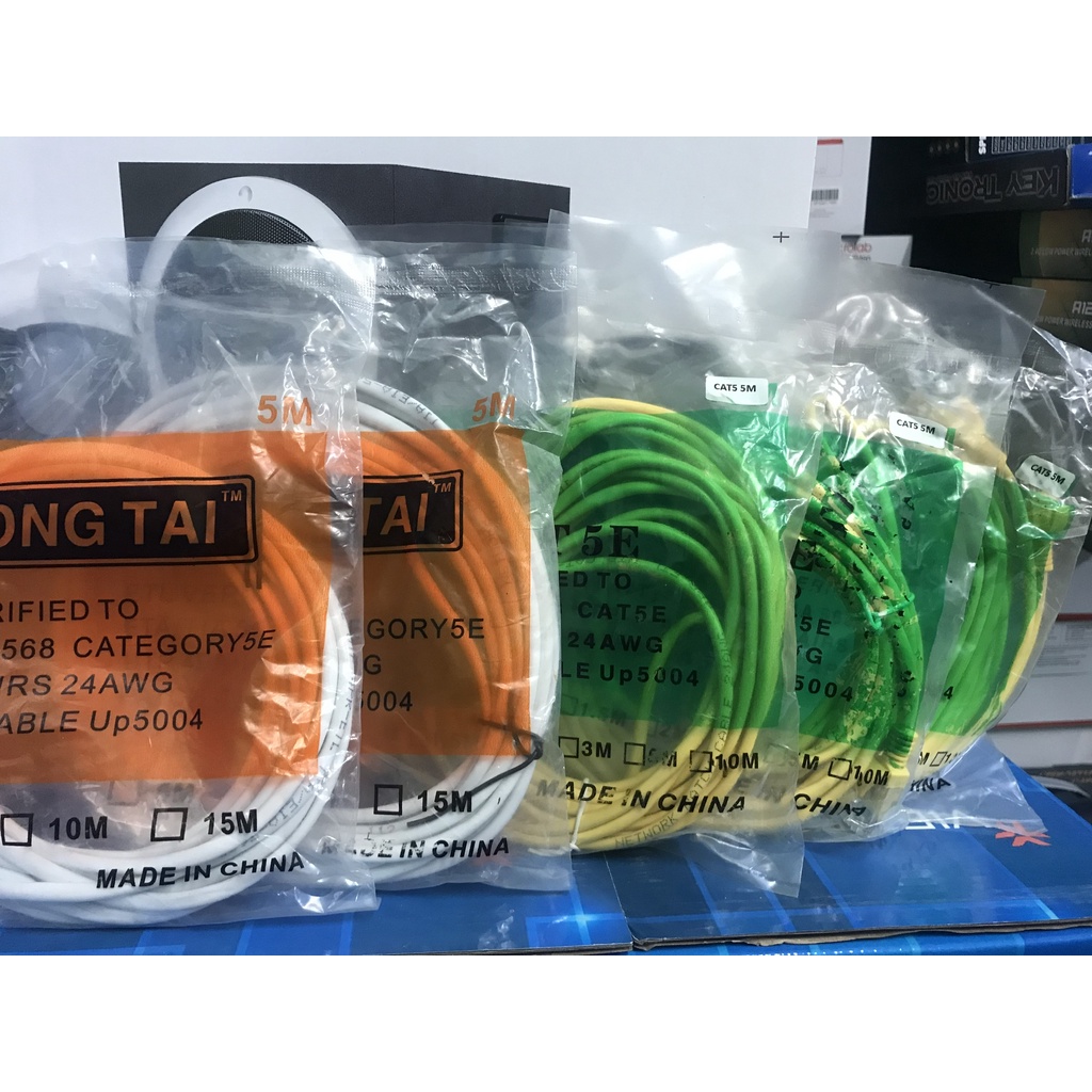 Dây cáp mạng CAT5E bấm sẵn 2 đầu dài đủ 5M mới 100%