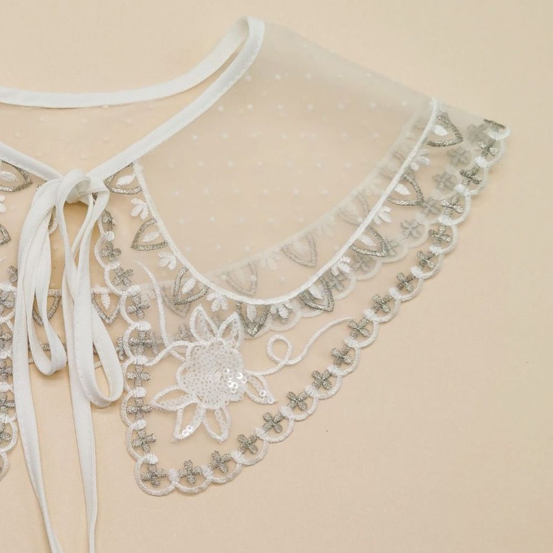 Cổ Áo Sơ Mi Giả Phối Ren Hoa Có Thể Tháo Rời Thời Trang Cho Nữ