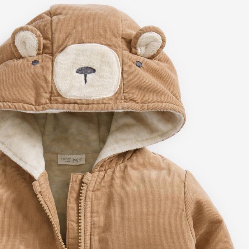 Áo khoác mũ tai gấu lót nỉ cho bé