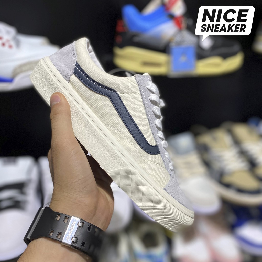 Giày sneaker Vans style 36 trắng sọc đen | Bản 1:1 trung .