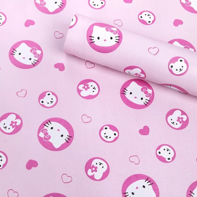 Giấy dán tường hello kitty decal các mẫu hồng đáng yêu đẹp 10m x45cm