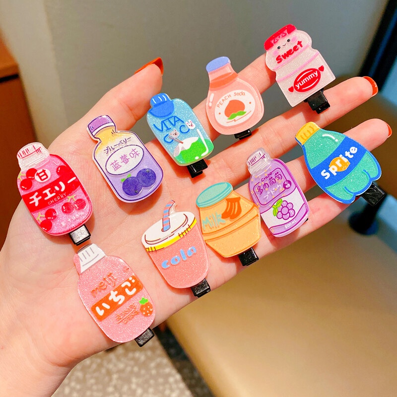 Kẹp Tóc Mái Hình Bình Sữa Và Nước Ngọt Đáng Yêu Cho Nữ Và Bé Gái Phụ Kiện Tóc