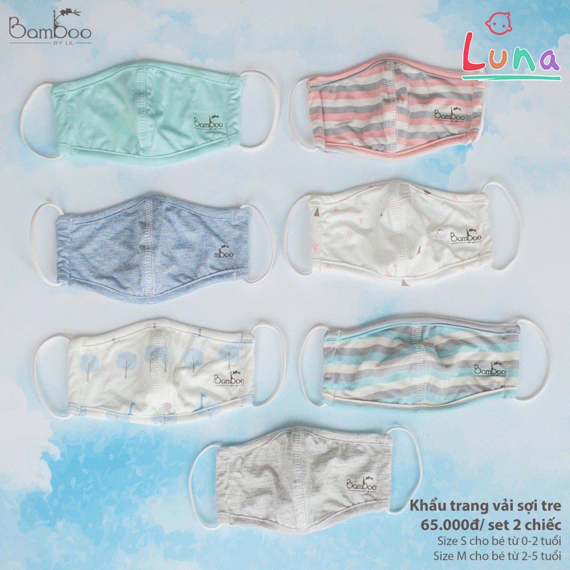 Khẩu trang vải cho bé sợi tre kháng khuẩn bamboo by lil