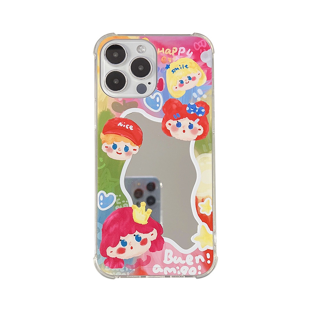 Ốp Điện Thoại Họa Tiết Tranh Sơn Dầu graffiti Gắn Gương Cho Iphone 13 pro max 11 12