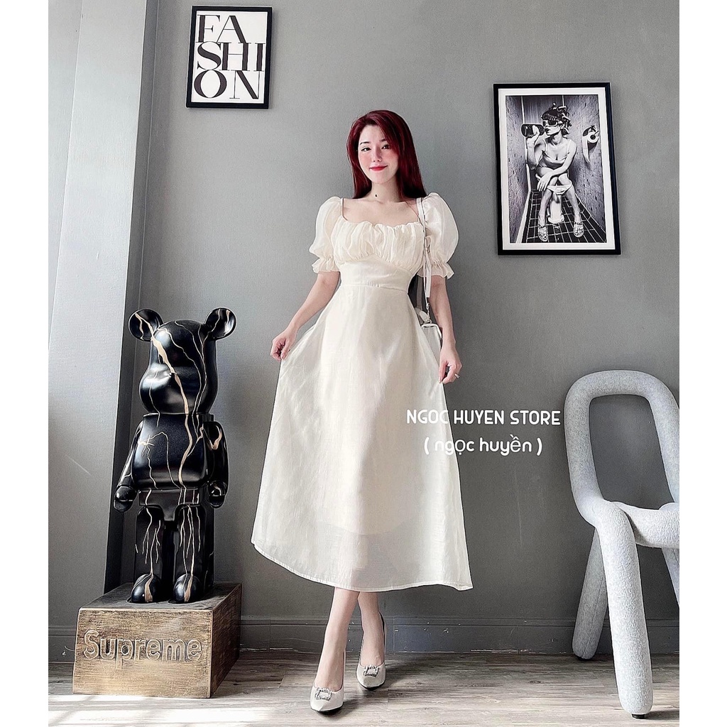 Váy Trắng Tiểu Thư Cổ Vuông Tay Bồng Dáng Cộc Tay,FREESIZE Dưới 55kg ,Váy Trắng Công Chúa Dự Tiệc Bánh Bèo Xinh Xắn | BigBuy360 - bigbuy360.vn