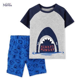 Bộ bé trai Little Maven bộ thun cotton cá