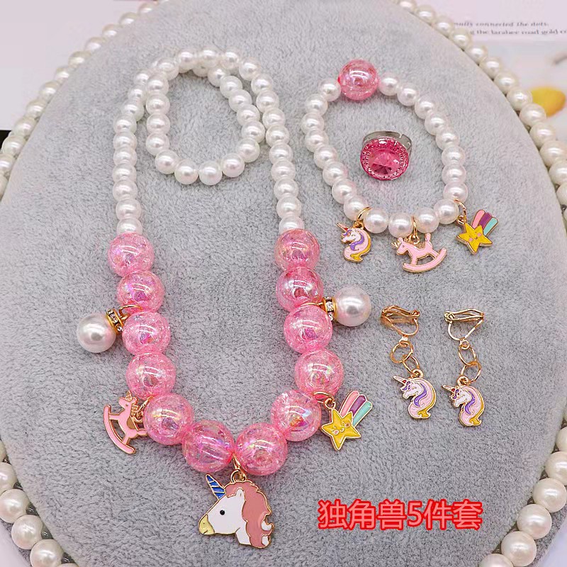 Bộ Trang Sức Vòng cổ / Nhẫn / Vòng Tay Hình Hello Kitty / Kỳ Lân Bằng Hợp Kim Dễ Thương Cho Bé Gái