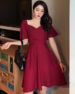 Đầm đỏ nhúng eo, váy dự tiệc, váy tết, váy noel (kèm hình thật)