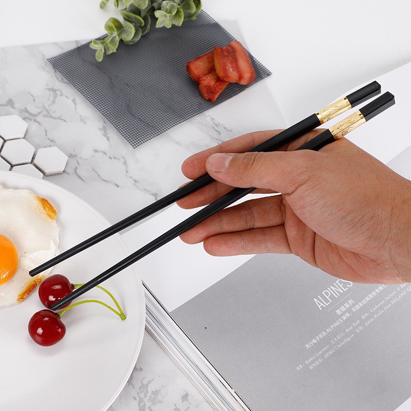 HỘP 10 ĐÔI ĐŨA HỢP KIM NHẬT KHẢM VÀNG,BẠC SANG TRỌNG BỀN ĐẸP 2248 GIA DỤNG GIA ĐÌNH