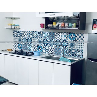 Tấm decan dán tường hoạ tiết gạch bông_Navy