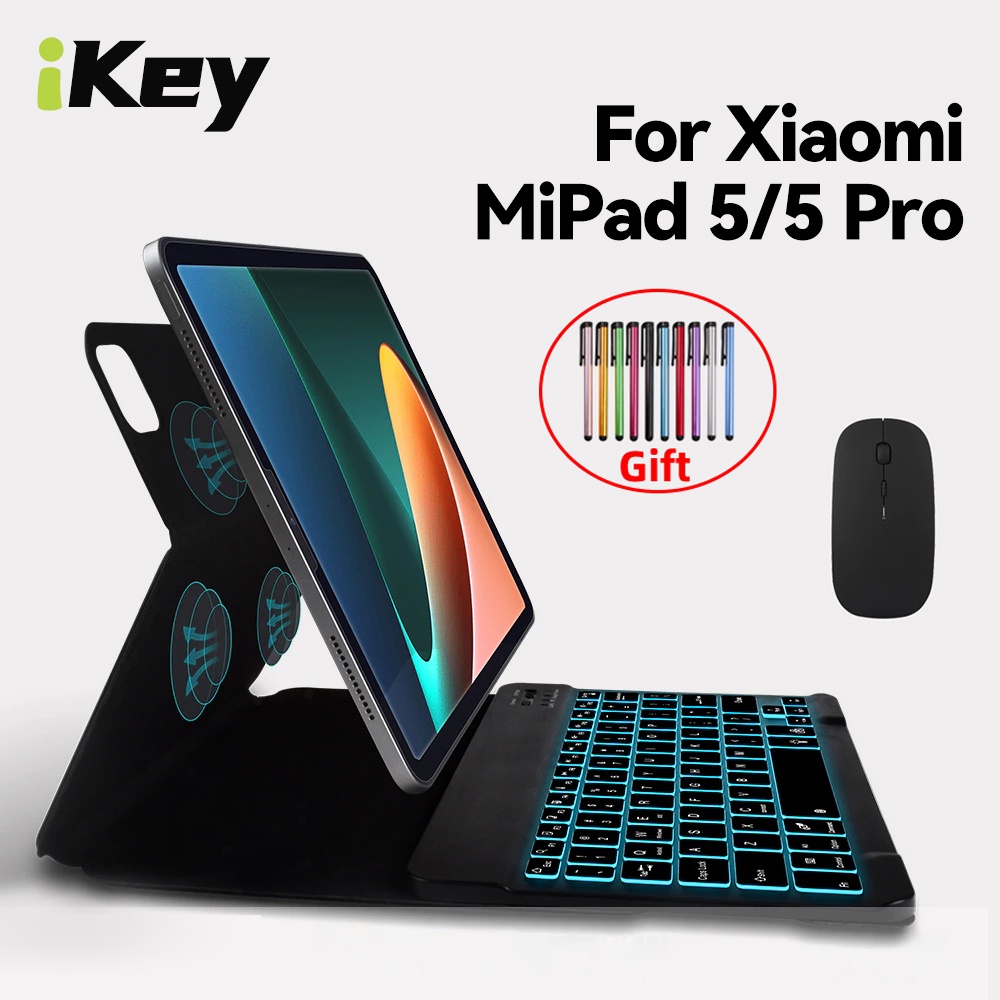 Ốp máy tính bảng tích hợp bàn phím Bluetooth không dây có đèn LED nền siêu mỏng chống rơi tháo rời linh hoạt cho Xiaomi Mi Pad 5 Pro 11 2021 Mipad 5