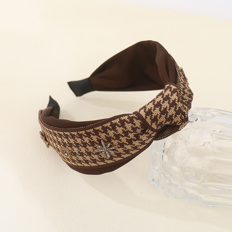 [Jiudoulan] Băng Đô Cài Tóc Bản Rộng Họa Tiết Houndstooth Cổ Điển Cho Nữ