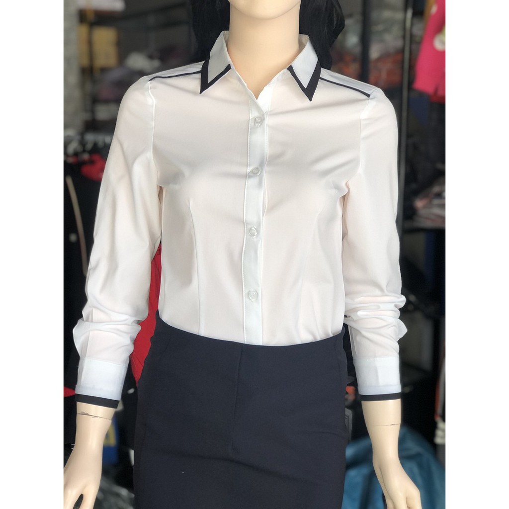 Áo sơ mi nữ kiểu / FREESHIP 50K // Áo sơ mi dài tay cổ viền đen