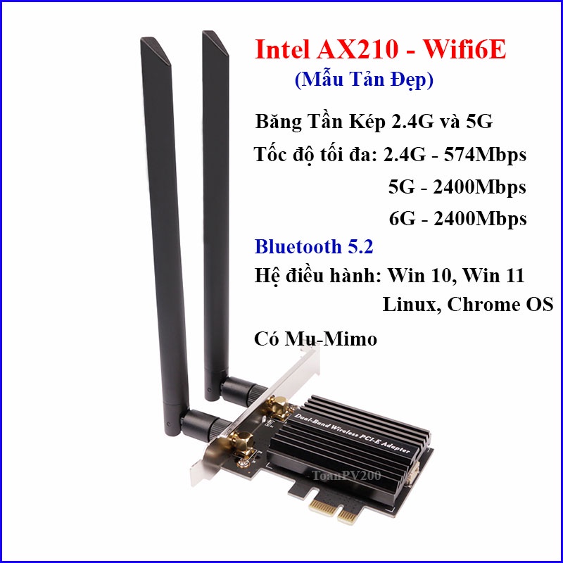 Card wifi không dây intel - Card wifi máy tính PC - AX200 - 9260AC - 7260AC - kèm bluetooth tốc độ cao