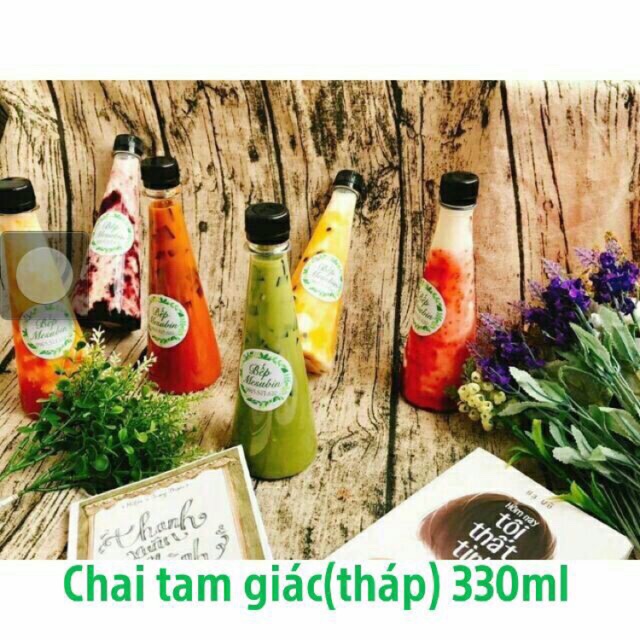 Combo 10 chai tam giác nắp đen 330ml