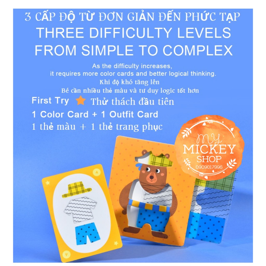 Mideer Đồ chơi trẻ em hoạt động thay trang phục - chơi tư duy Logic về 3 màu sắc Dress up kit activity mymickeyshop