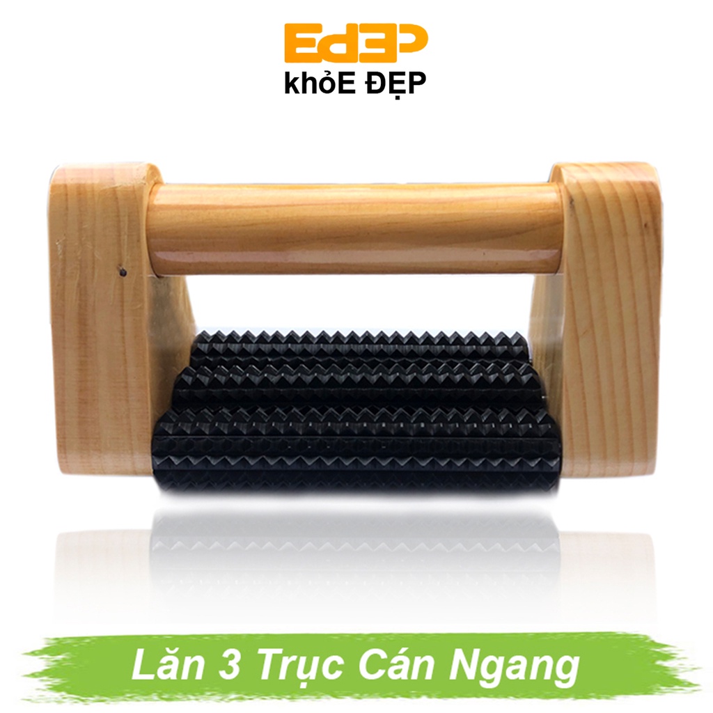 Dụng Cụ Massage Toàn Thân Lăn 3 Trục Cán Ngang Gỗ - Dụng Cụ Diện Chẩn (Mát Xa Body, Lưng. Vai, Gáy, ...)